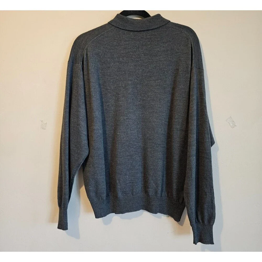 Sweater Mens L Merino Wool classic, old money, long sleeve, Green, Belford